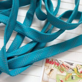 Шнур плаский бірюзово-сірий шир 1,5 см, арт 2888