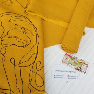 Футер 3-нитка с начесом контуры на горчице, арт 2894