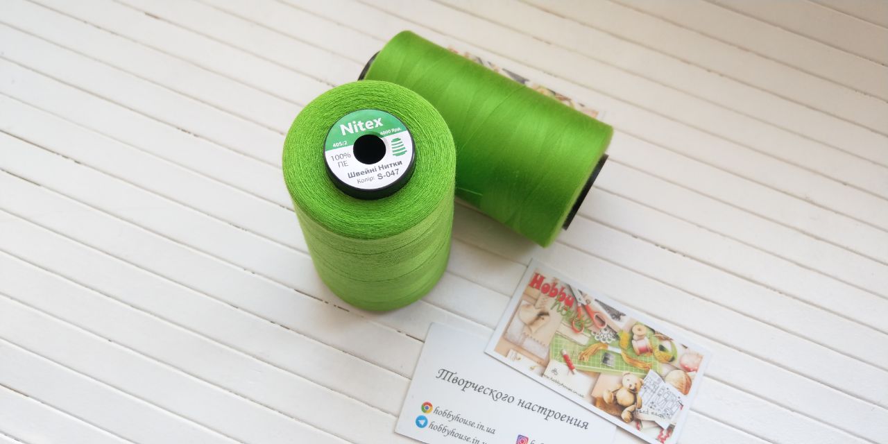 Нитки для шиття Nitex 4000 ярдів, 047 зелений яскравий, 40/2 арт. 3141