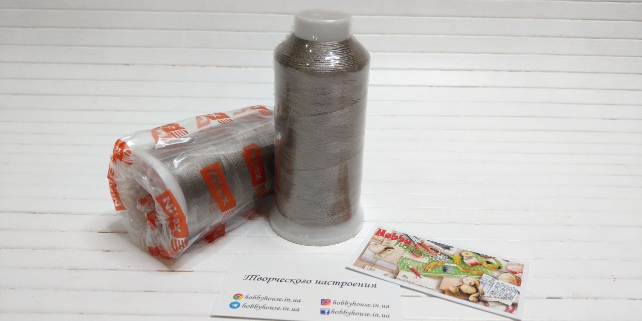 Нитки вишивальні 100% PE 120/2 кол. 15-0000 сірий, арт 3178