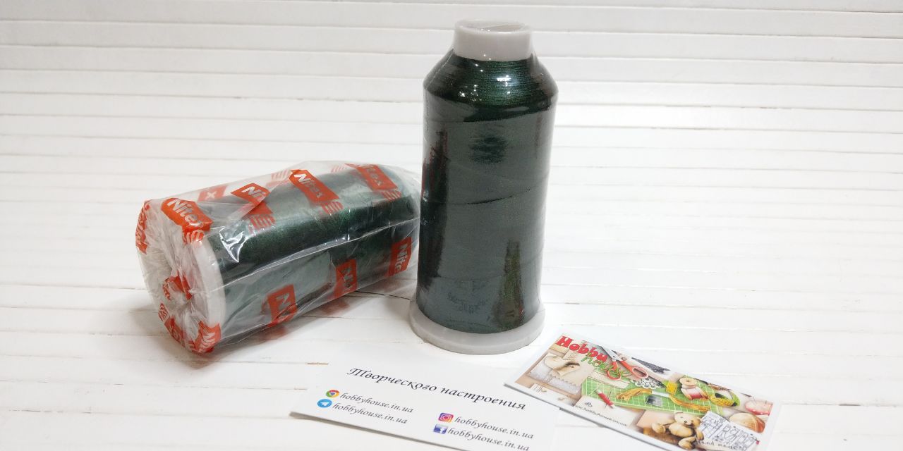 Нитки вишивальні 100% PE 120/2 кол. 19-6050 зелений, арт 3204