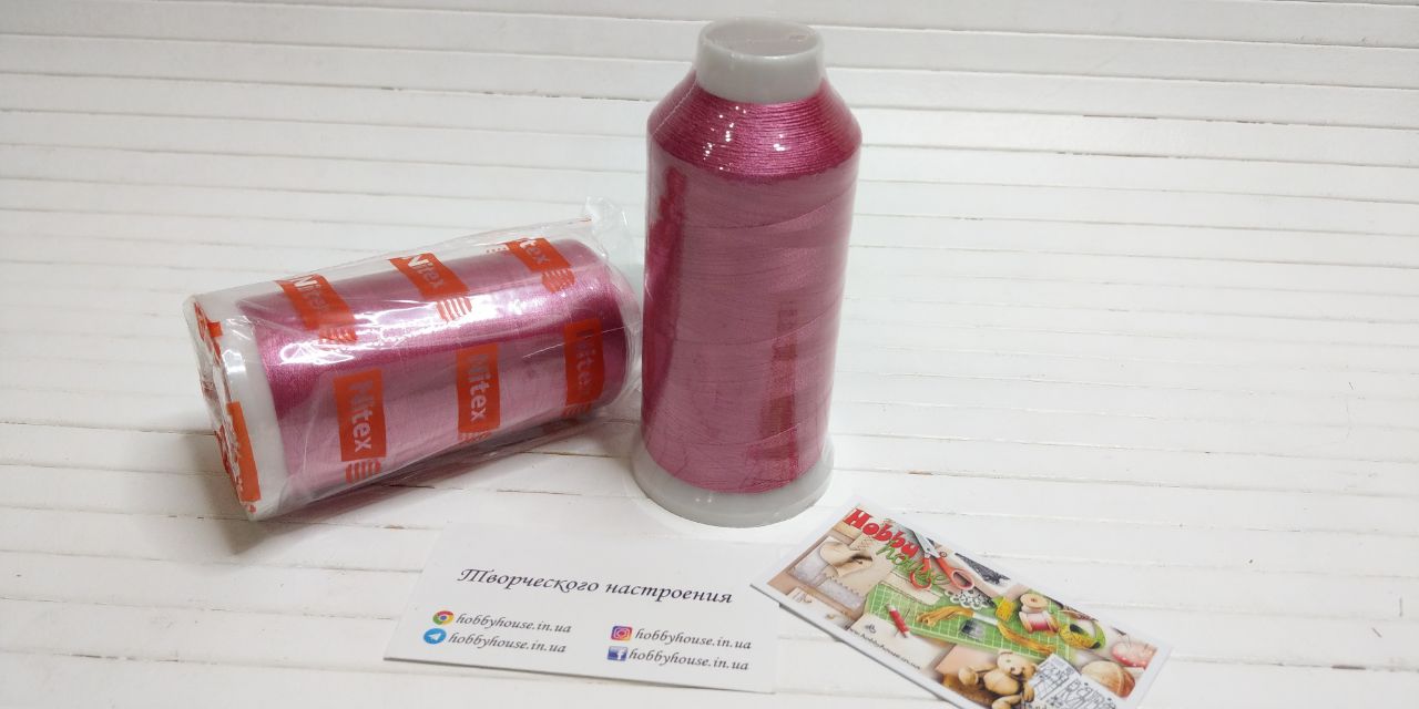 Нитки вишивальні 100% PE 120/2 кол. 515 рожевий яскравий, арт 3228