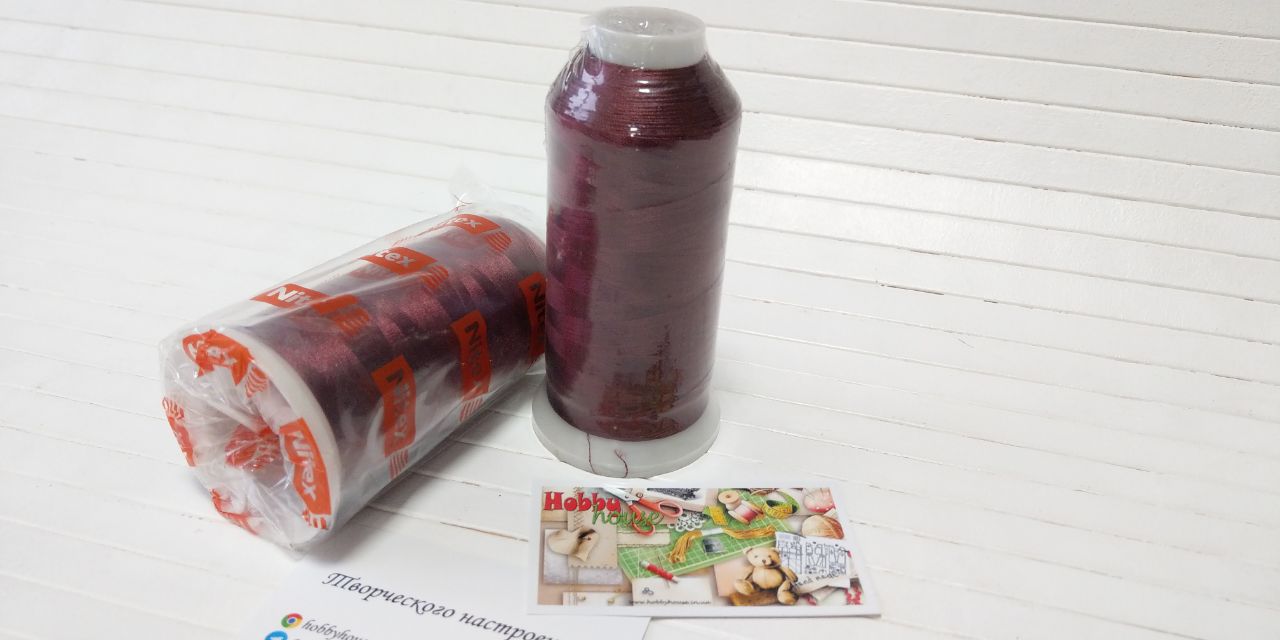 Нитки вишивальні 100% PE 120/2 кол. 527 бордовий темний, арт 3231