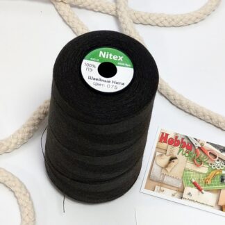Нитки для шиття Nitex 4000 м ярдів, 075 чорний, 40/2 арт. 3056