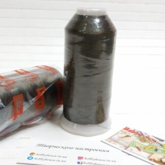 Нитки вишивальні 100% PE 120/2 кол. 19-0403 хакі темный, арт 3198