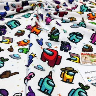 Стрейч-футер 2-нитка "Among us на білому" щ. 250, арт 3316