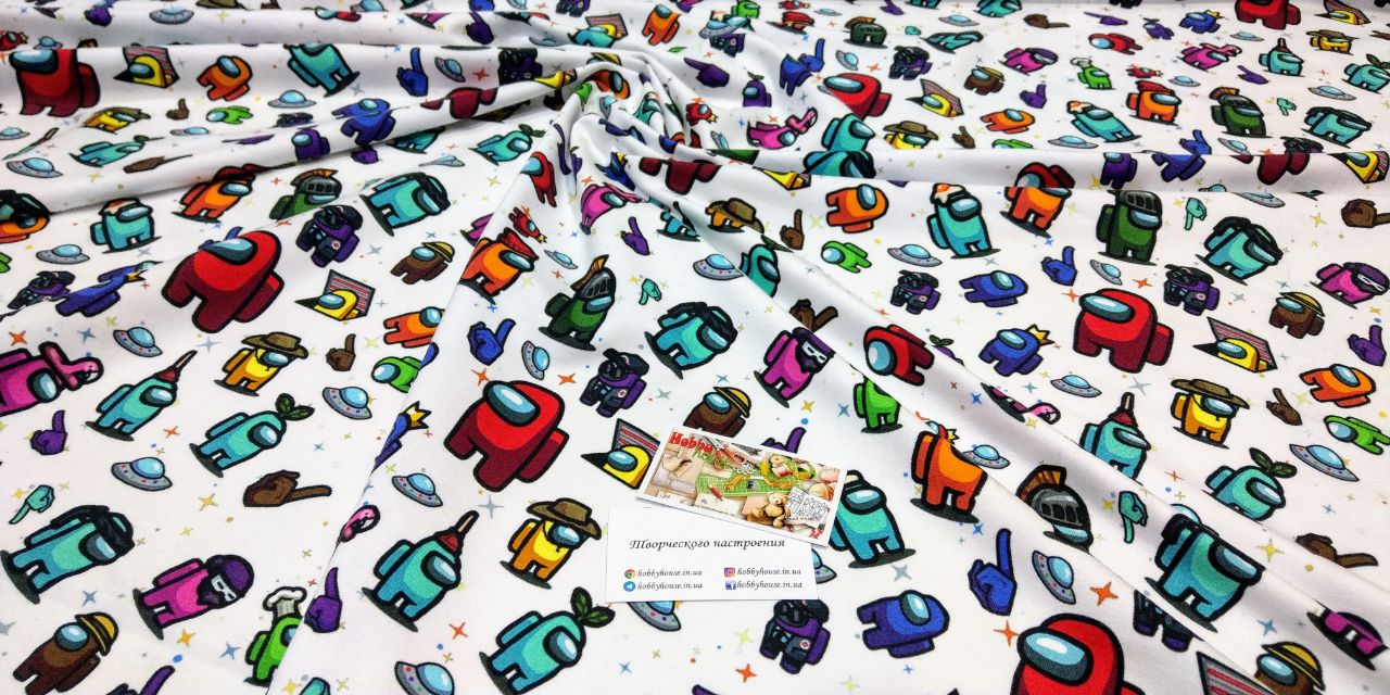 БРАК Стрейч-кулір "Among us на білому", арт 3393