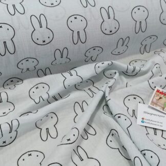Муслін двошаровий світло-блакитний зайці 140 см арт. 3329
