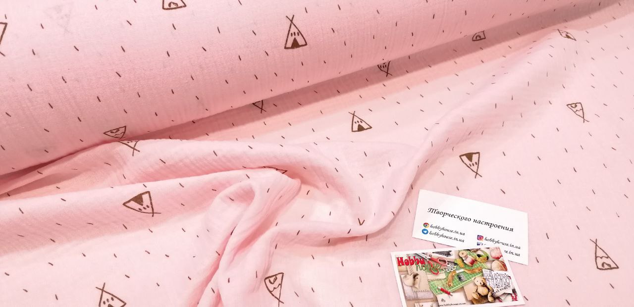 Муслін двошаровий світло-рожевий вігвами 140 см арт. 3337 - Зображення 3