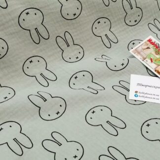 Муслін двошаровий полинь зайці 140 см арт. 3341