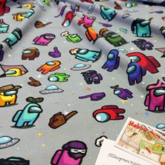 Стрейч-кулір "Among us на сірому", арт 3394