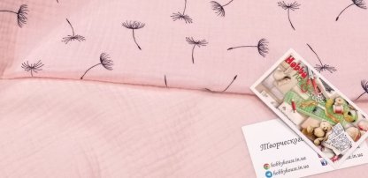 Муслін двошаровий світло-рожевий бабки 140 см арт. 3336 - Зображення 2