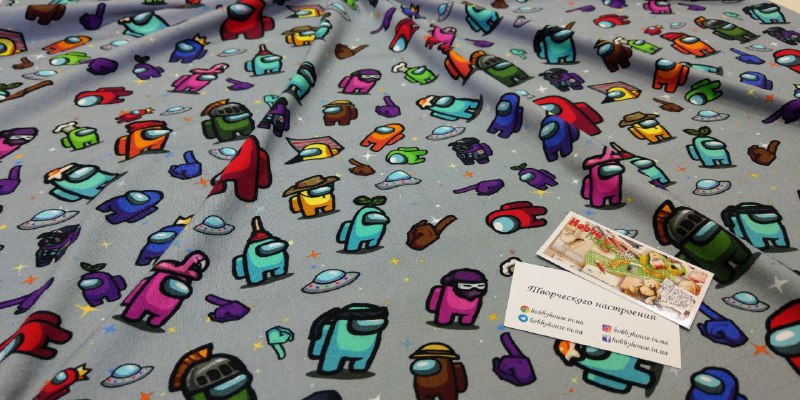 Стрейч-кулір "Among us на сірому", арт 3394 - Зображення 3