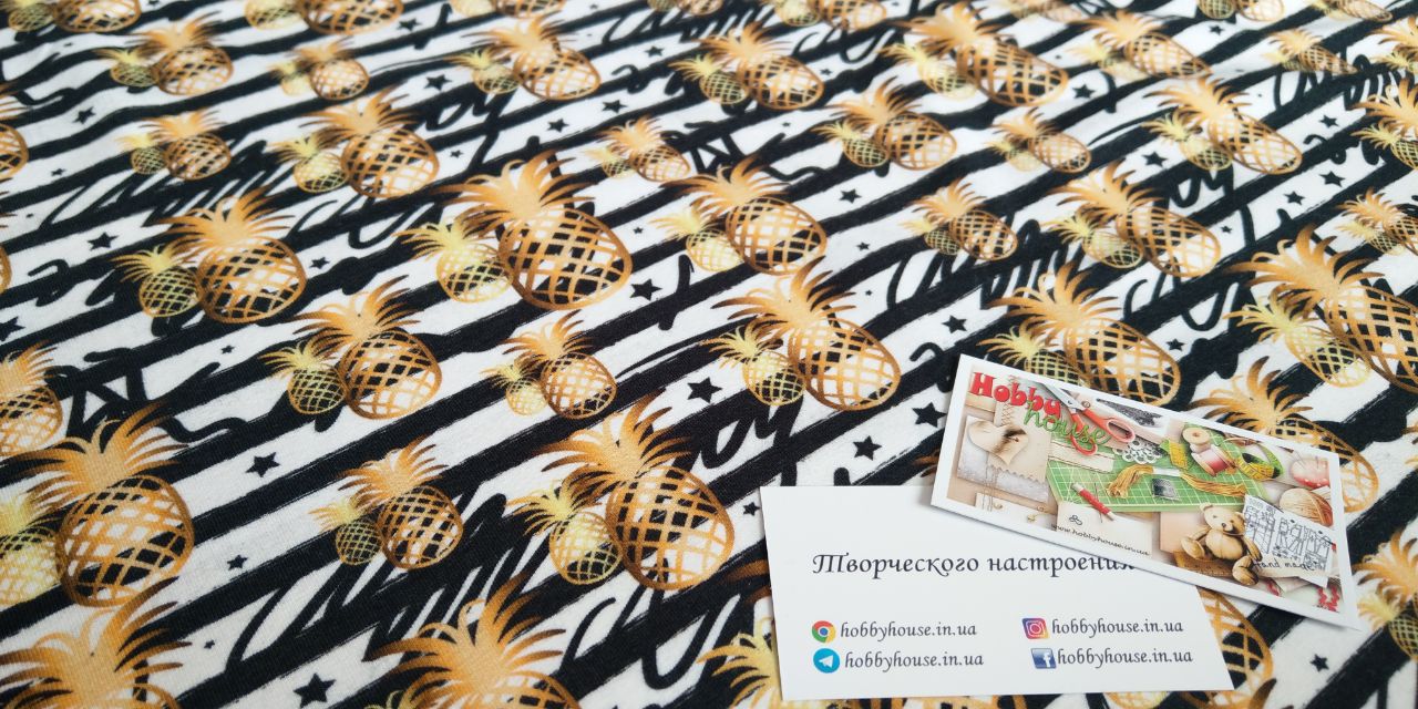 Стрейч-кулір "Ананаси смужка", арт 3383 - Зображення 2