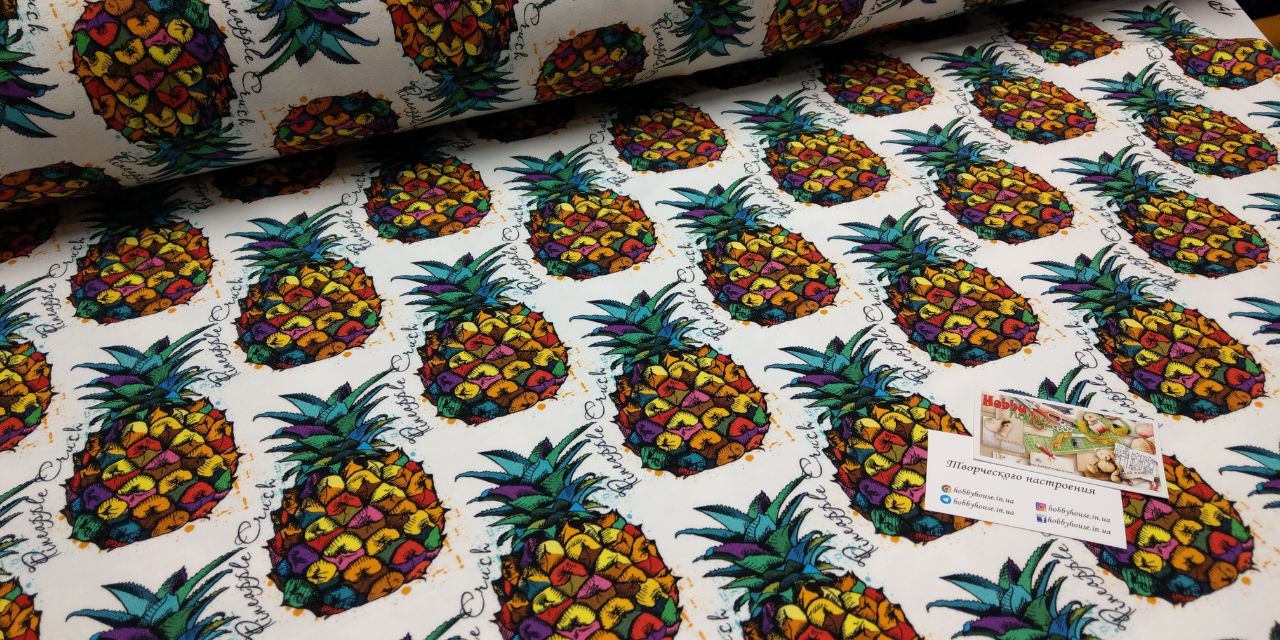 Стрейч-футер 2-нитка "Райдужні ананаси", арт 3384 - Зображення 3