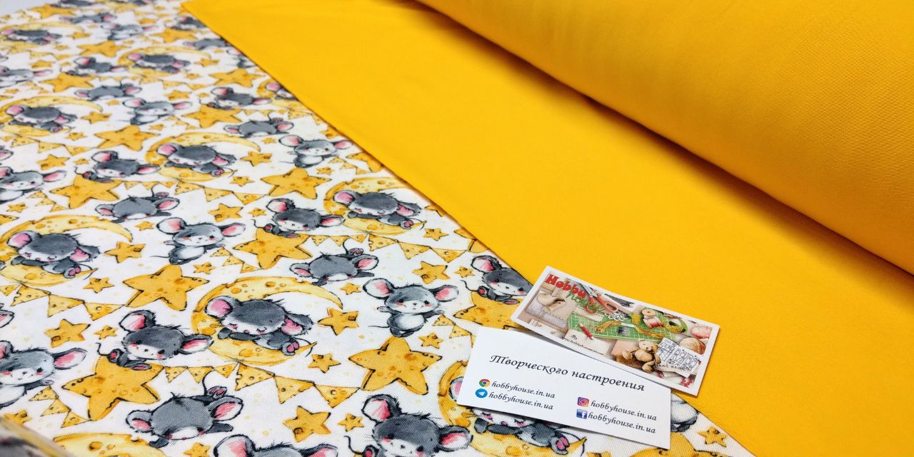 Стрейч-кулір "Мишенята на місяці", арт 3388