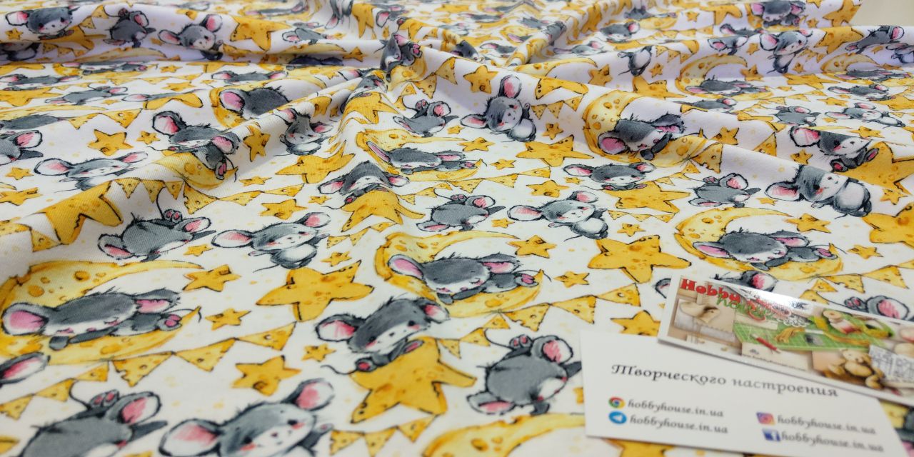 Стрейч-кулір "Мишенята на місяці", арт 3388 - Зображення 4