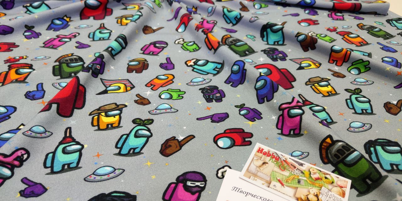 Стрейч-кулір "Among us на сірому", арт 3394