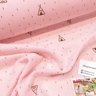 Муслін двошаровий світло-рожевий вігвами 140 см арт. 3337