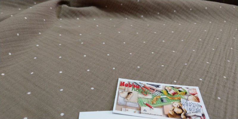 Муслін двошаровий крапки на хакі 135 см арт. 3420 - Зображення 2