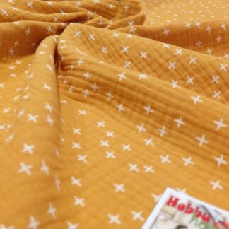 Муслін двошаровий іскри на гірчичному 135 см арт. 3481