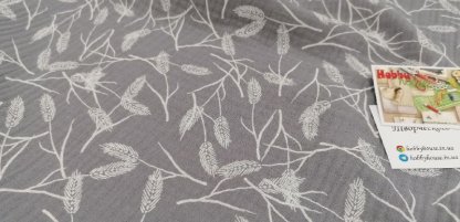 Муслін двошаровий колоски на сірому 135 см арт. 3503 - Зображення 2