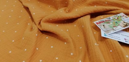 Муслін двошаровий горішки на гірчиці 135 см арт. 3505 - Зображення 2