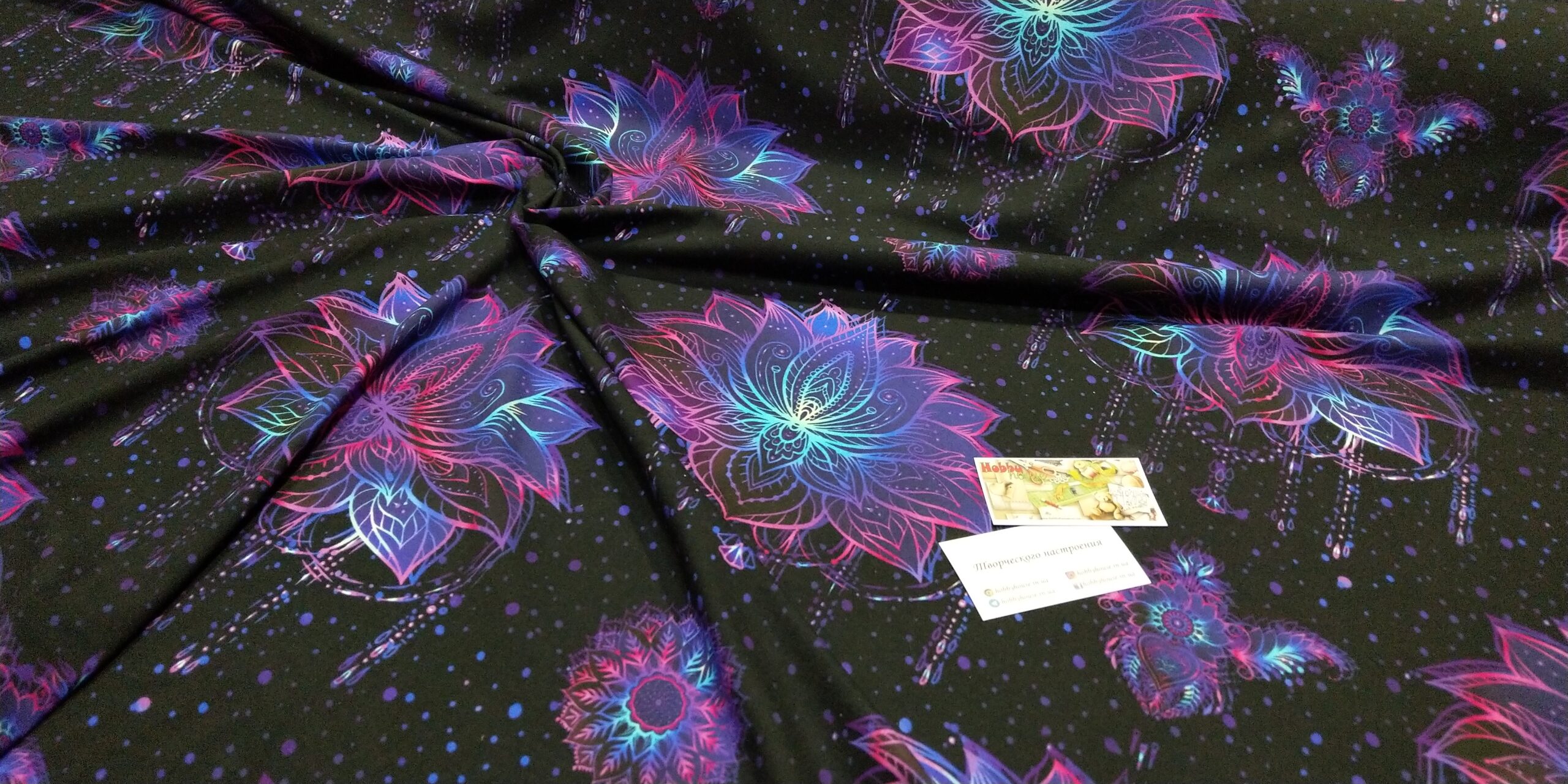 Стрейч-кулір "Лотос на чорному", арт 3526