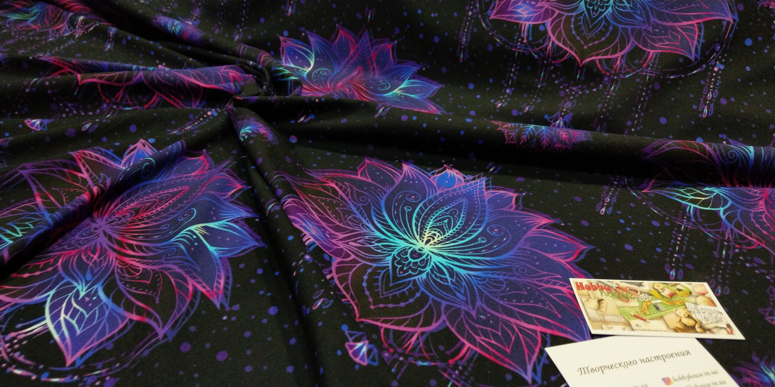 Стрейч-кулір "Лотос на чорному", арт 3526 - Зображення 4