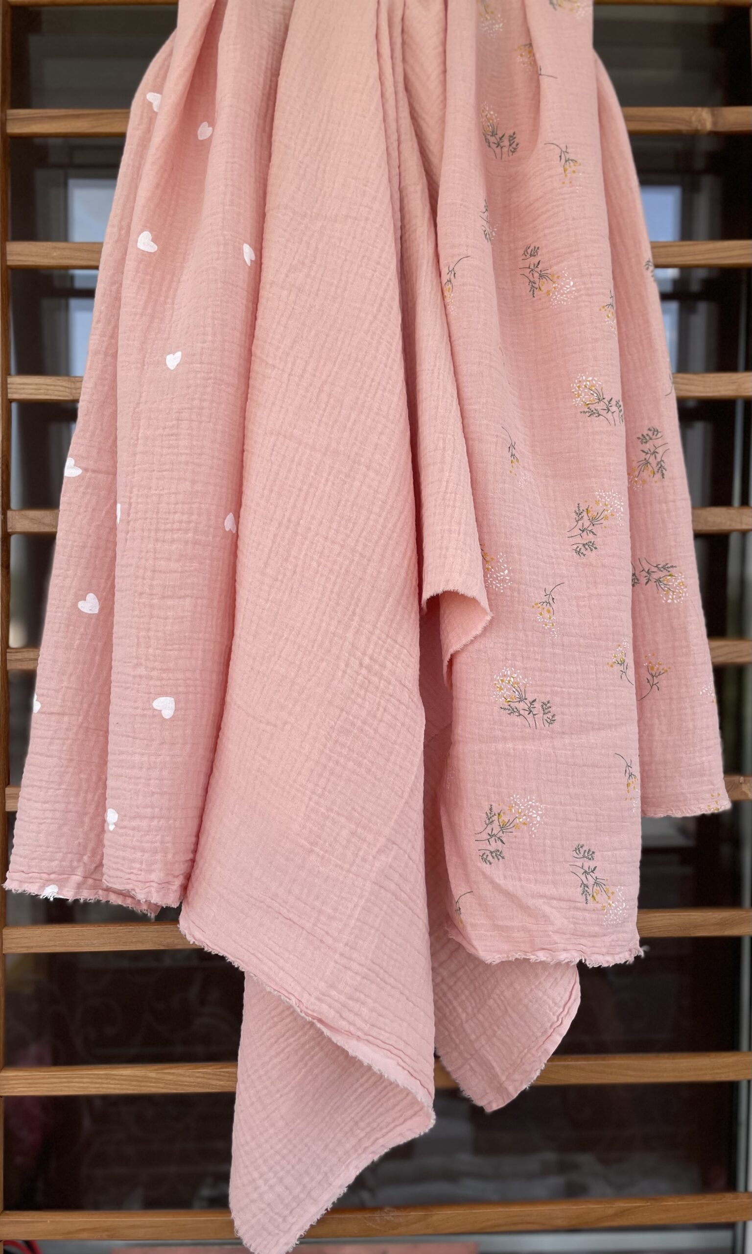 Муслін двошаровий серця на персіковому арт. 3508 - Зображення 2