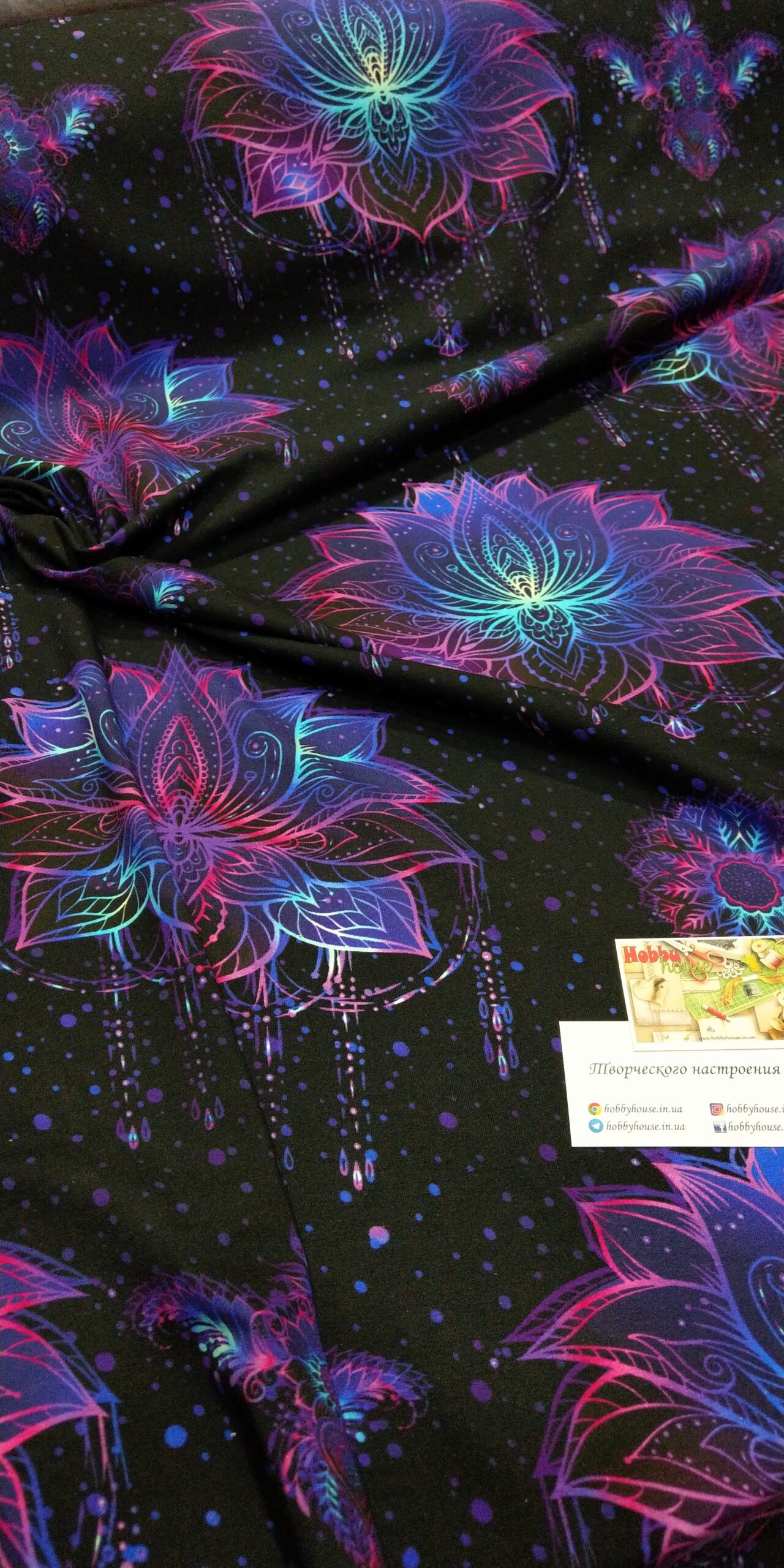 Стрейч-кулір "Лотос на чорному", арт 3526 - Зображення 3