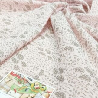 Муслін двошаровий дубов листики на ніжно-рожевому 135 см арт. 3522