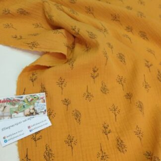 Муслін двошаровий гілочки на медовій гірчиці 135 см арт. 3524