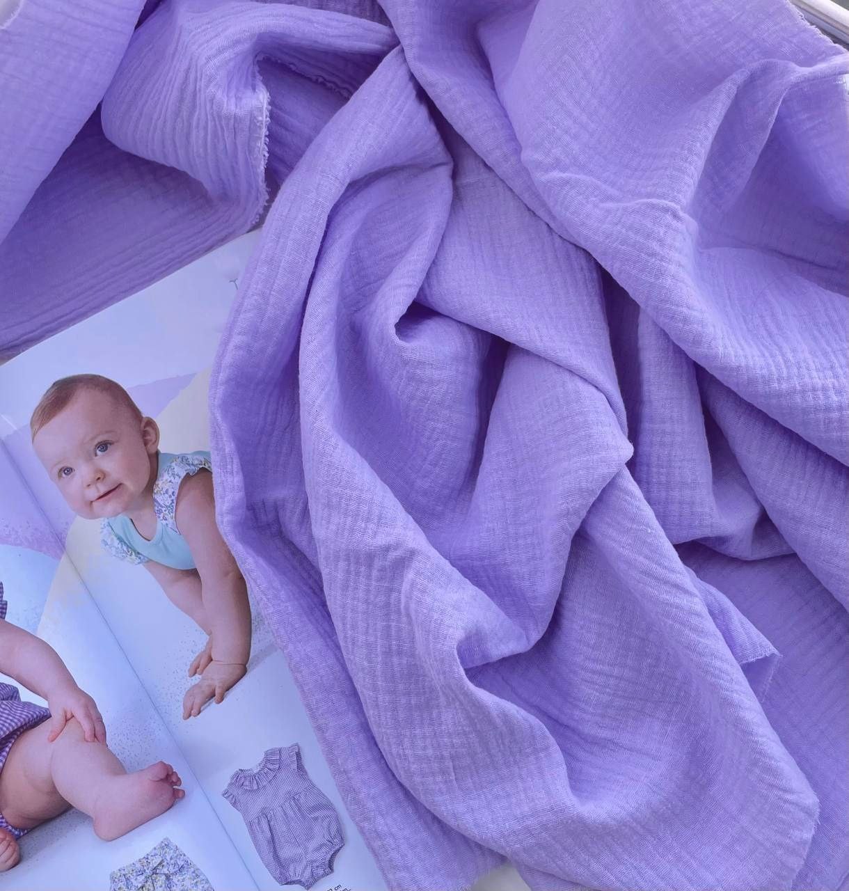 Муслін двошаровий бузок 140 см арт. 3542