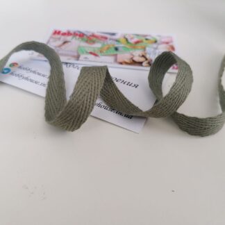 Кіперна стрічка бавовна, оливка 1 см арт. 3563