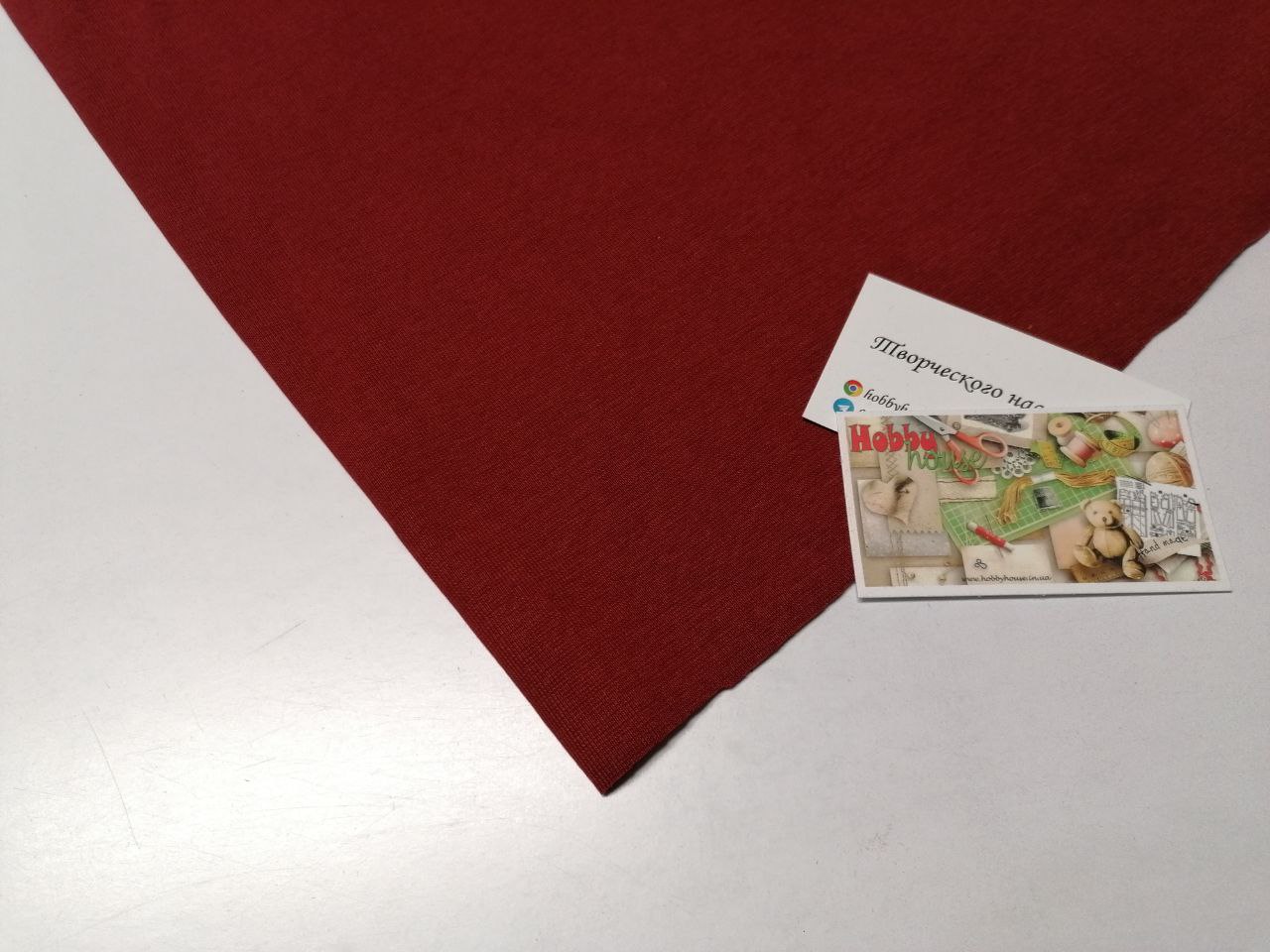 Рібана щ.400 бордо до футеру 3-нитка з начосом арт. 3699 - Зображення 2