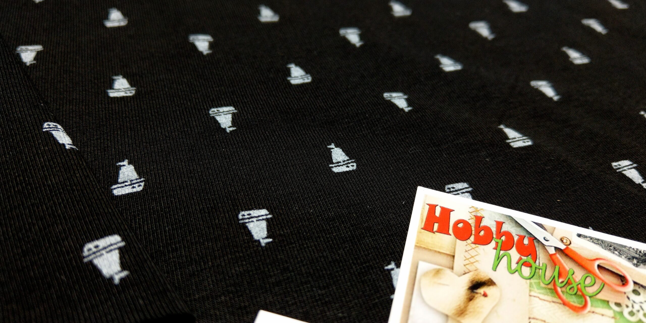 Стрейч-кулір щ.210 "Човники на чорному"  арт. 3760 - Зображення 2