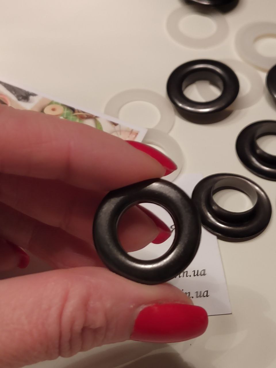 Люверс 14 мм НЕРЖАВІЮЧИЙ блек нікель+ металеві і пластикові кільця (10 шт.) арт. 3767