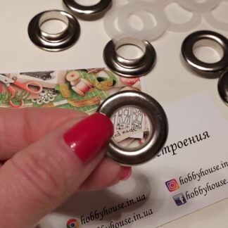 Люверс 14 мм Нержавіючий нікель + металеві і пластикові кільця(10 шт.) арт. 3766