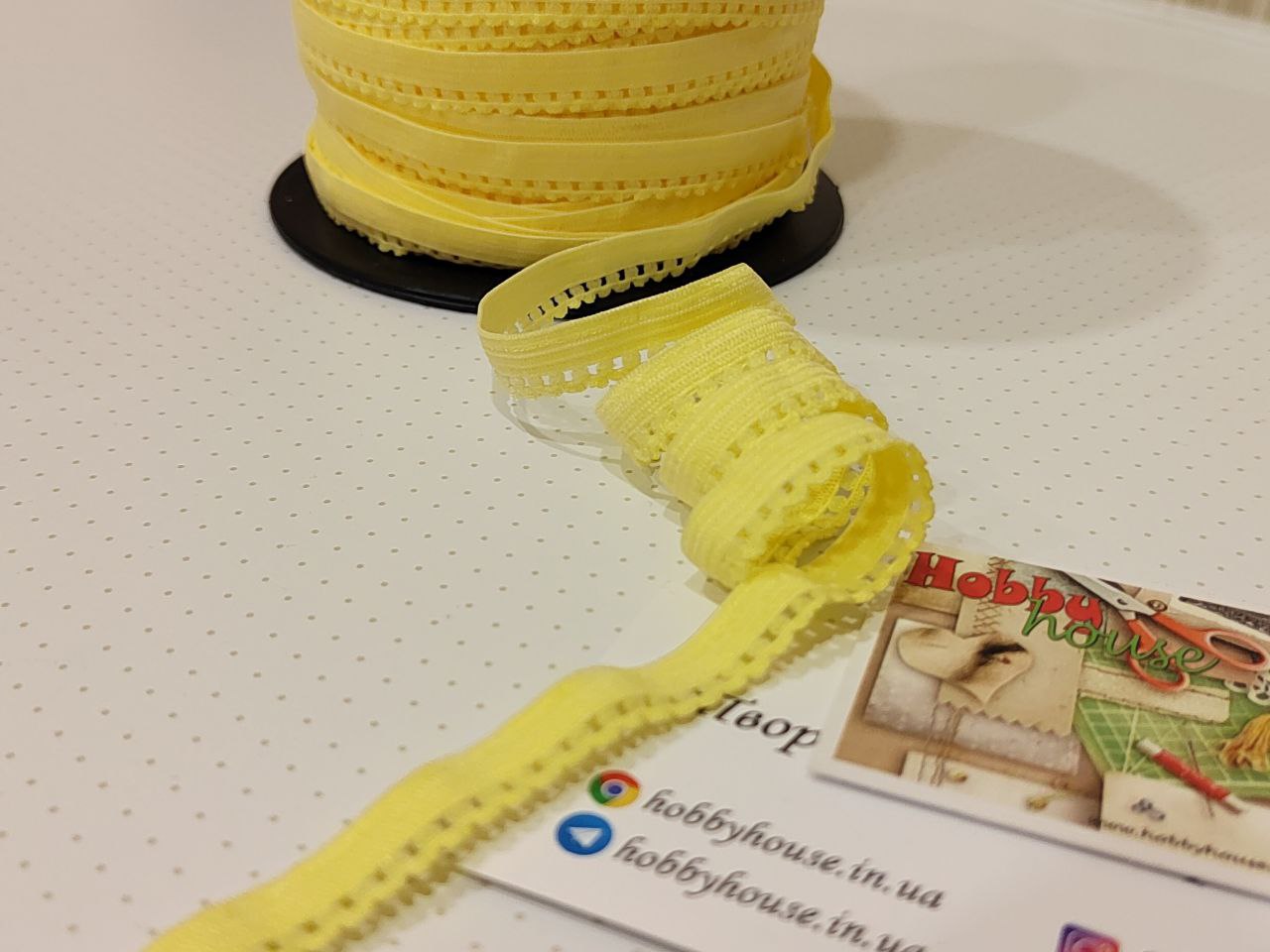 Резинка ажурна для білизни жовта фестон арт. 3776