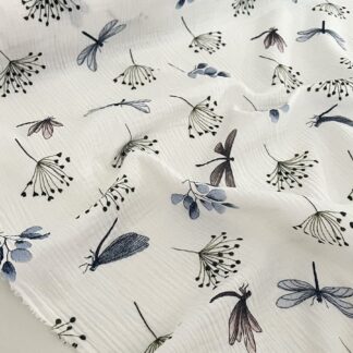 Муслін двошаровий бабки на білому 135 см арт. 3790