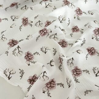 Муслін двошаровий магнолії на білому 135 см арт. 3791